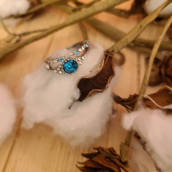 💙💙NEW💙💙 BEAUTIFUL!! 2PC SILVER plated TURQUOISE CZ'S in both bands rings - Picture 6 of 9